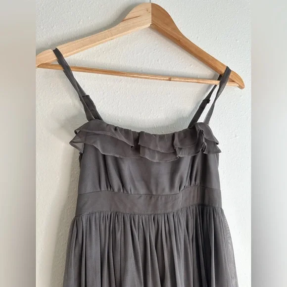 Urban Outfitters Taupe Gray Tulle Kimchi & Blue Dress 👗 Ruffle Frill - Picture 2 of 4